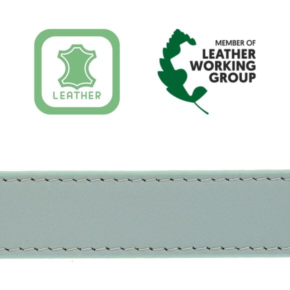 4691- Women Genuine Italian Leather Belt Luna, Made In France- Gray Green, main image 5